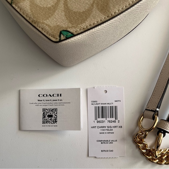 COACH Heart Shaped Crossbody in Signature Canvas with Heart Cherry Print - Picture 5 of 12